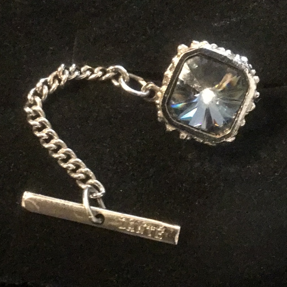 VINTAGE! DANTE SILVERTONE BLUE RIVOLI CUT TIE-TAC